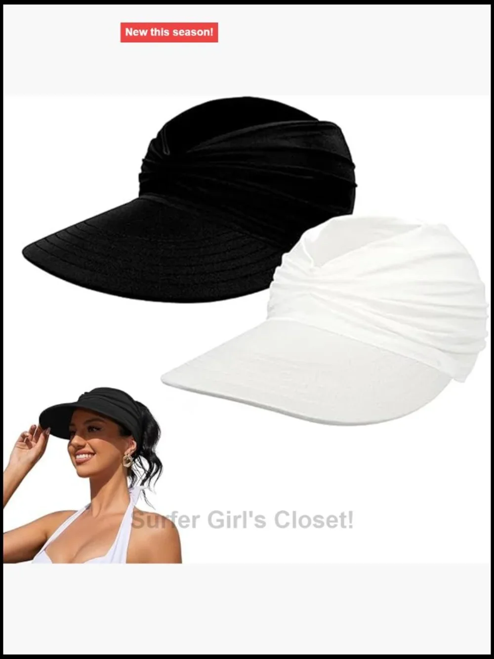 UPF 50+ UV Protection Sun Visor Hat with Ponytail Hole, Wide Brim Lightweight